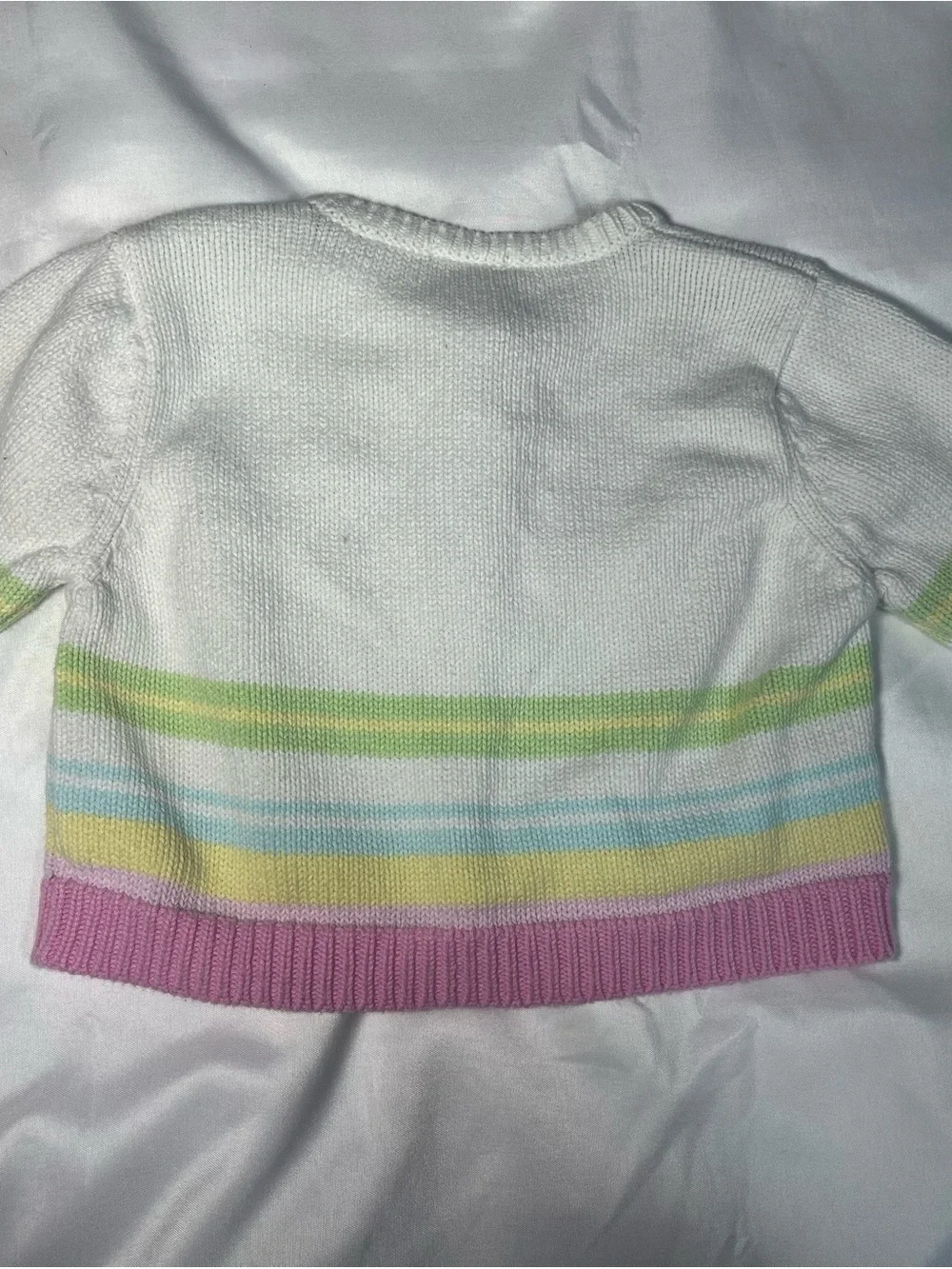 Vintage Carter’s Girls Sweater Size 6M White Pink Green Pastel Daisies Knit